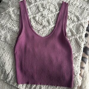 La Hearts Purple Ribbed Tank Top